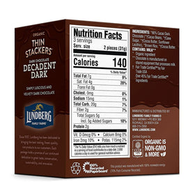 Lundberg thin stackers dark chocolate rice cake, convenient single-serve for on-the-go snacking