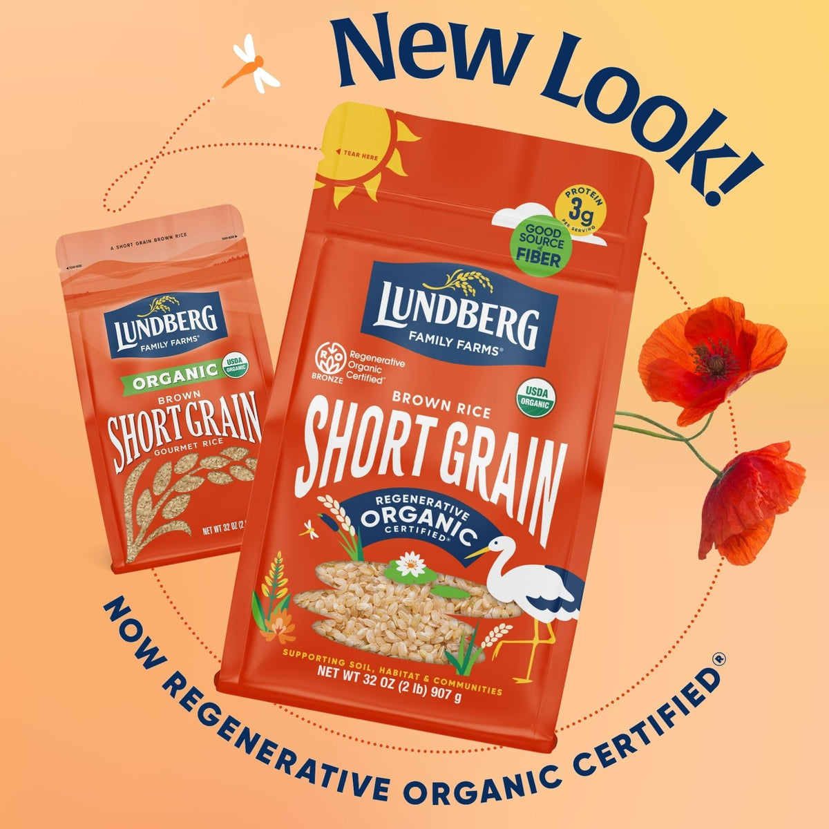 Pantry-ready brown rice in vegan, non-GMO, gluten-free packaging.