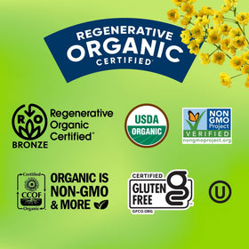 Lundberg Regenerative Organic farming label and ducks on farm.