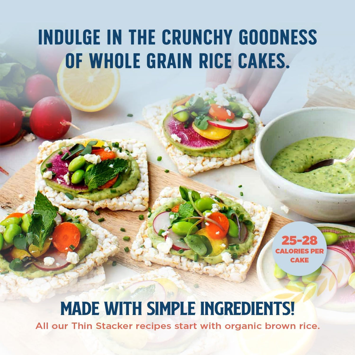 Lundberg Thin Brown Rice Cakes lightly salted closeup for a crunchy, flavorful snack.