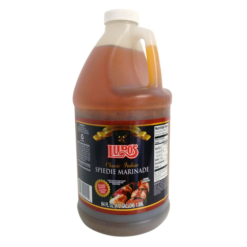 Lupos Endicott Spiedie marinade bottle ready for grilling and flavor-packed skewers