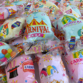 Lupy Lups! blue blueberry cotton candy bag perfect for kid-friendly carnival snacks.