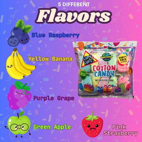Lupy Lups! Individually wrapped cotton candy, convenient take-anywhere treat.