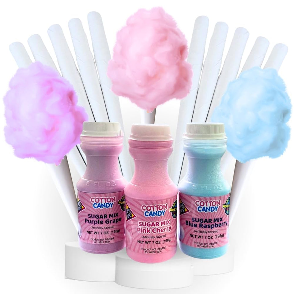 Lupy Lups Sugar Mix Kit blue raspberry jar for vibrant floss sugar at home parties.