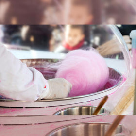 Lupy Lups! Beverage topping with floss sugar floating on a drink.
