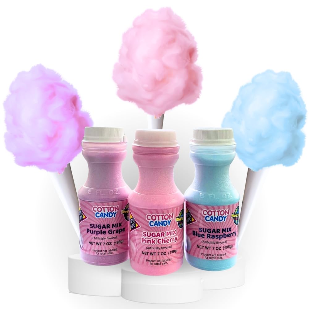 Lupy Lups! Sugar Mix Kit blue raspberry jar for seamless cotton candy production.