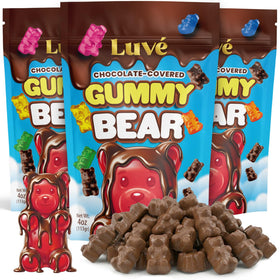 Luve Chocolate Covered Gummy Bears front pack, premium quality for sharing.