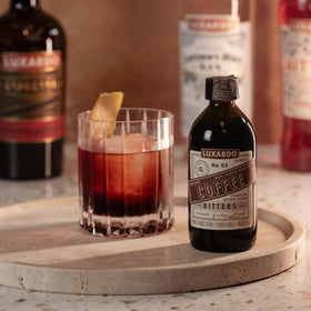 Espresso martini with Luxardo Aromatic Infused Coffee Bitters for a bold twist.