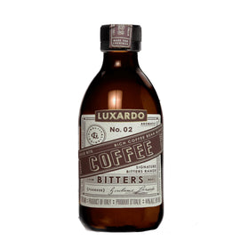 Luxardo Aromatic Infused Coffee Bitters front label highlighting Italian craftsmanship for cocktail excellence.