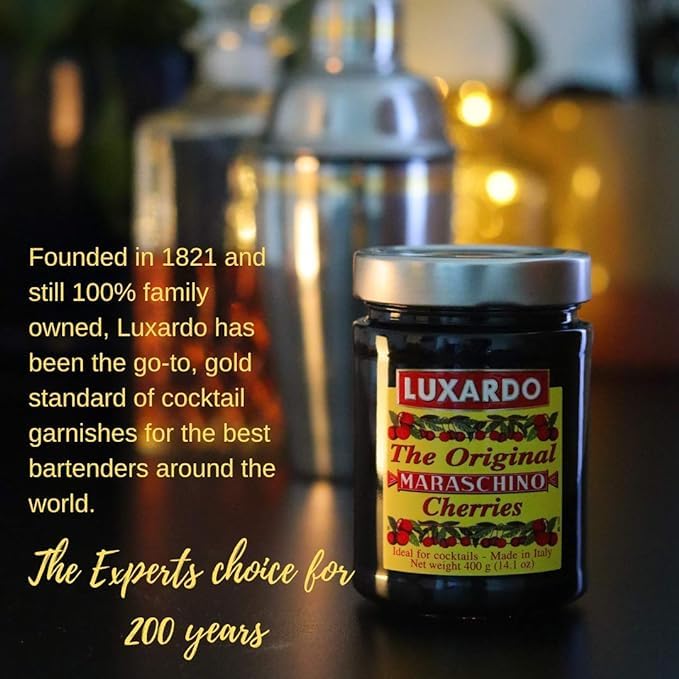 Luxardo cherries bottle pour makes adding flavor quick and convenient.