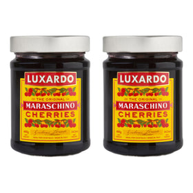 Luxardo Gourmet Maraschino cherries close-up reveals rich flavor for cocktails.