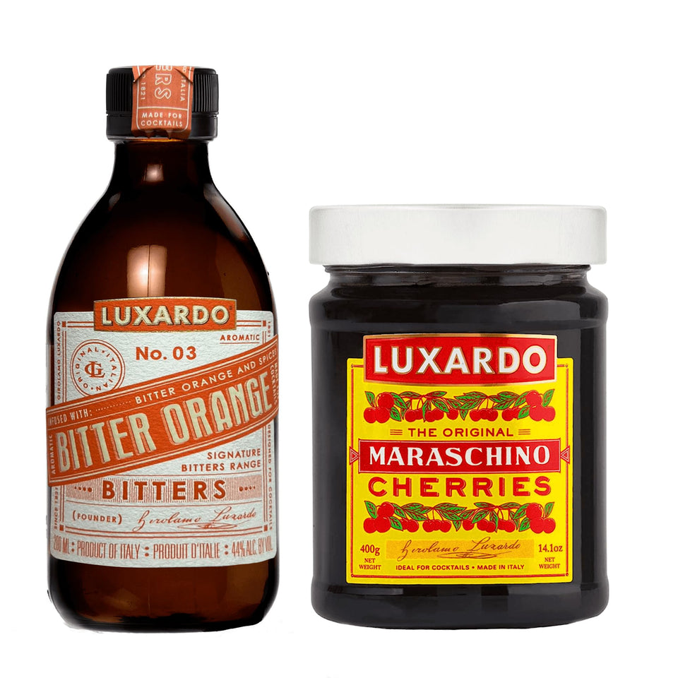 Luxardo Maraschino cherries 400g jar, ideal for classic cocktails and garnishes.