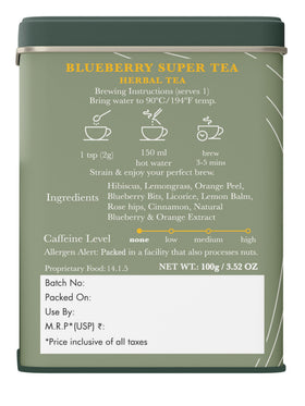 Luxmi Estates Blueberry Hibiscus Tea steaming cup offers a comforting, fragrant experience.