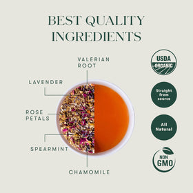 Luxmi Estates chamomile flowers in brew with soothing aroma.