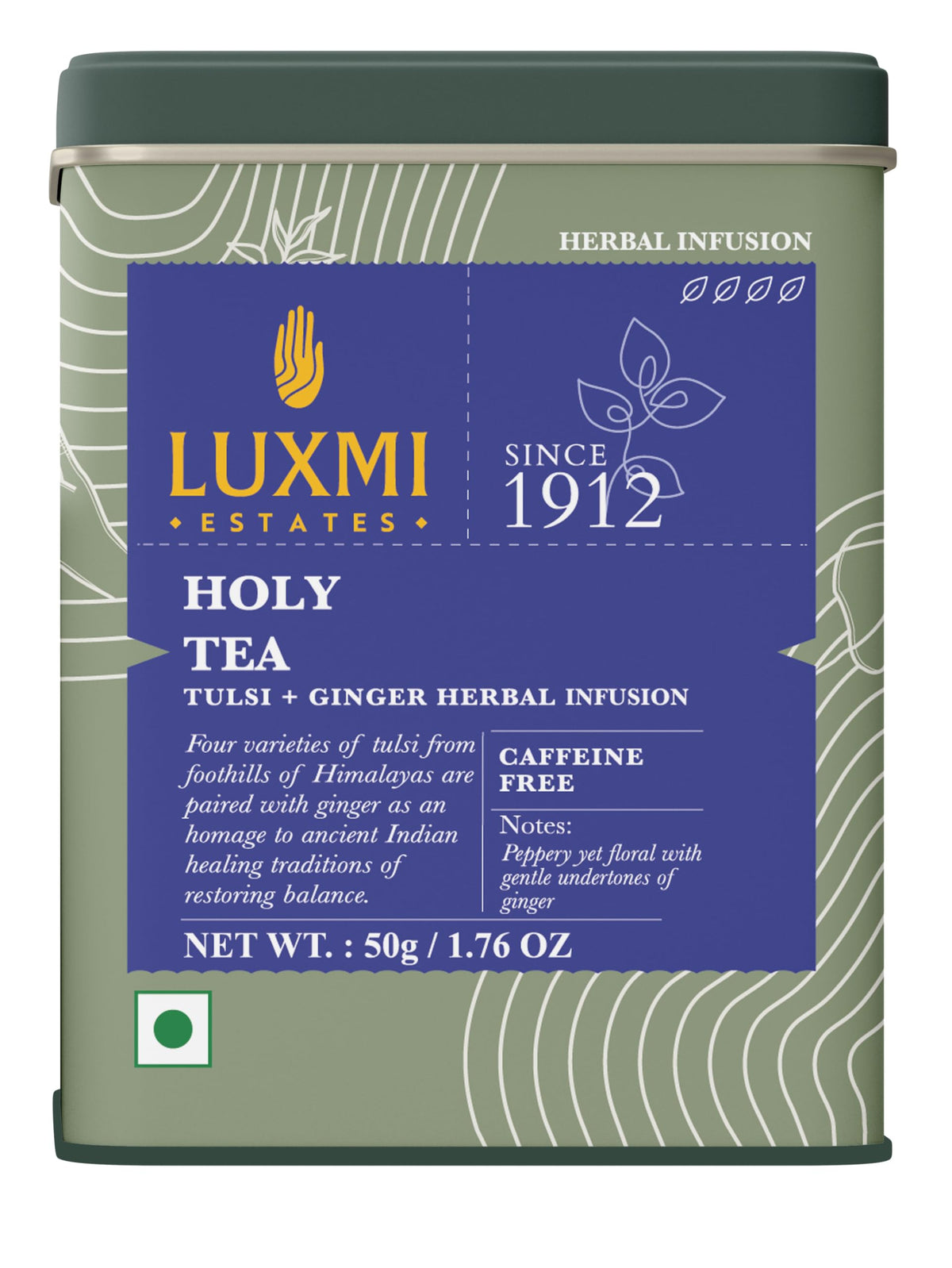 Luxmi Estates Holy Basil Tulsi Ginger Tea loose leaves ready for brewing and aroma