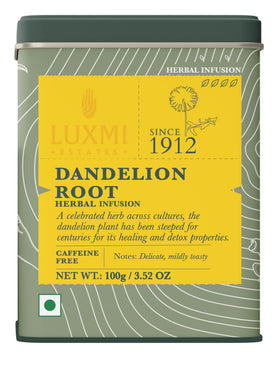 Luxmi Estates Pure Dandelion Root loose leaf ready for brewing and detox-friendly rituals.