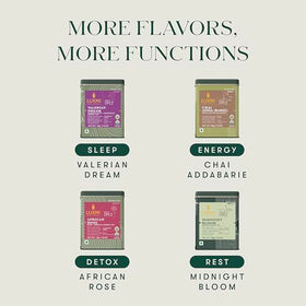 Luxmi Estates Rooibos Vanilla packaging emphasizing organic, ethical sourcing.