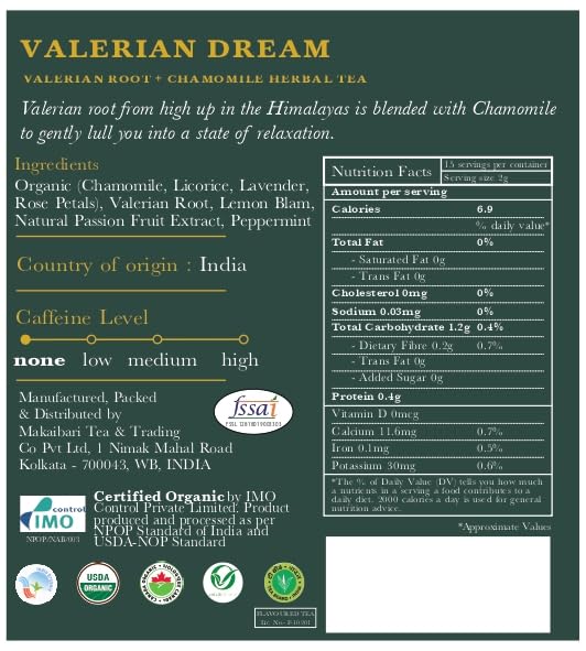 Luxmi Estates Valerian Dream valerian root as star ingredient for night-time calm