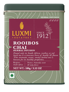 Luxmi Rooibos Chai loose-leaf tea ready to steep for a comforting ritual.