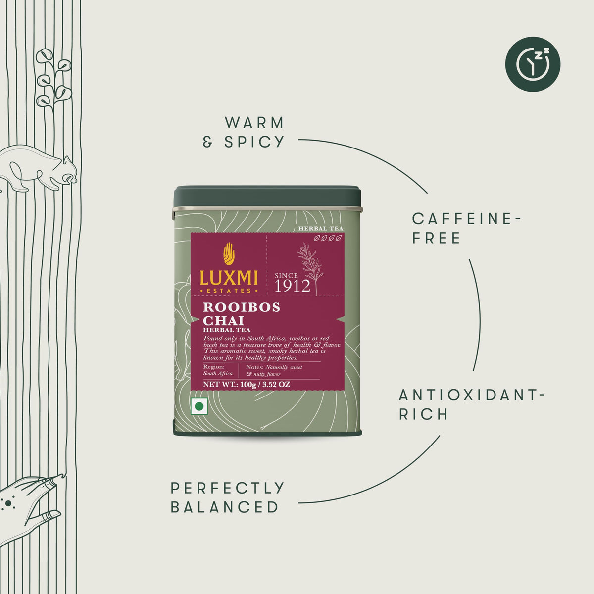 Luxmi Rooibos Chai steeped cup reveals natural sweet and nutty notes.