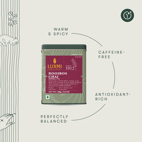 Luxmi Rooibos Chai steeped cup reveals natural sweet and nutty notes.