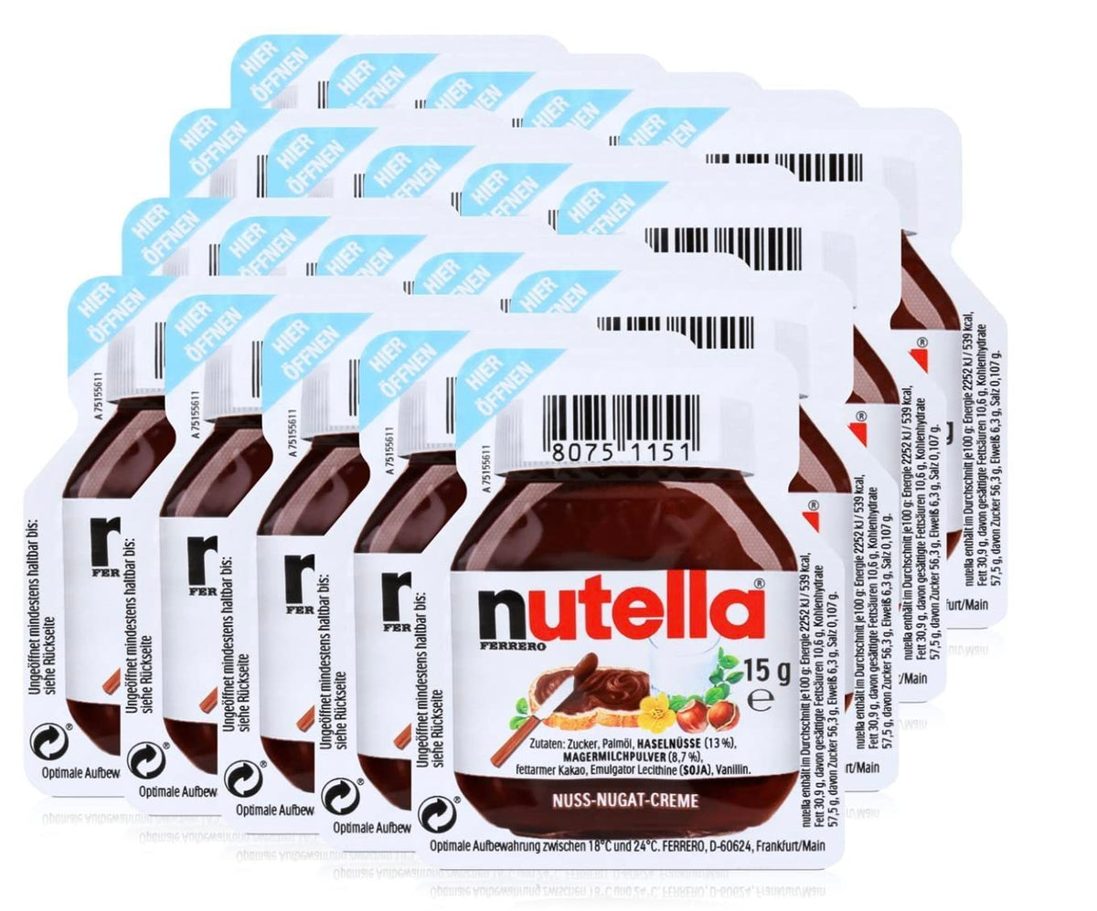 LuxProdX Nutella hazelnut spread single-serve packets ideal for on-the-go breakfasts.