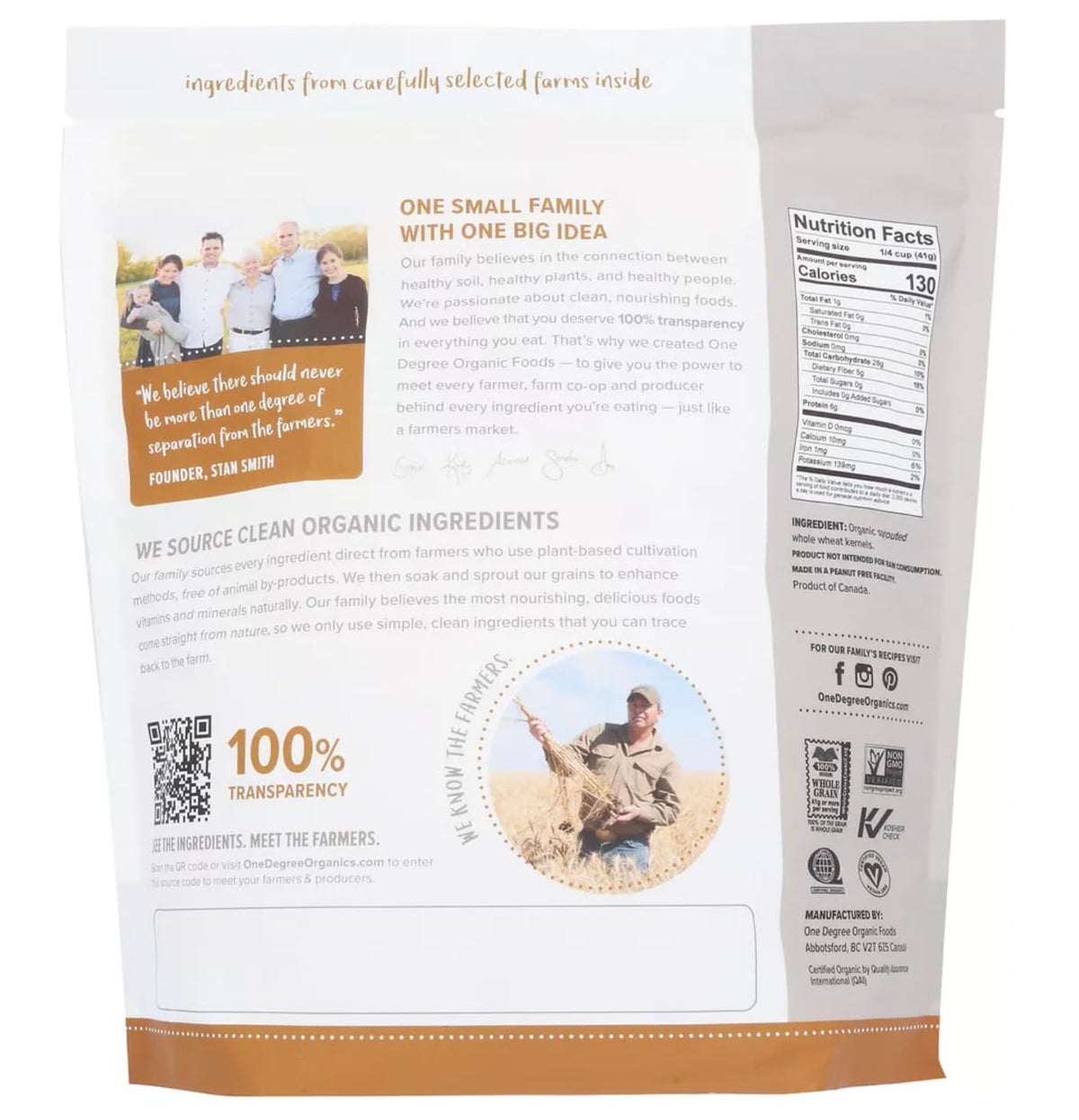 LuxProdX sprouted flour bag closeup highlights organic and non-GMO ingredients.