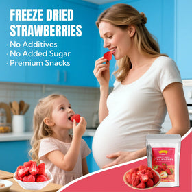 Luxsavia freeze-dried strawberries over cereal for a crunchy topping.