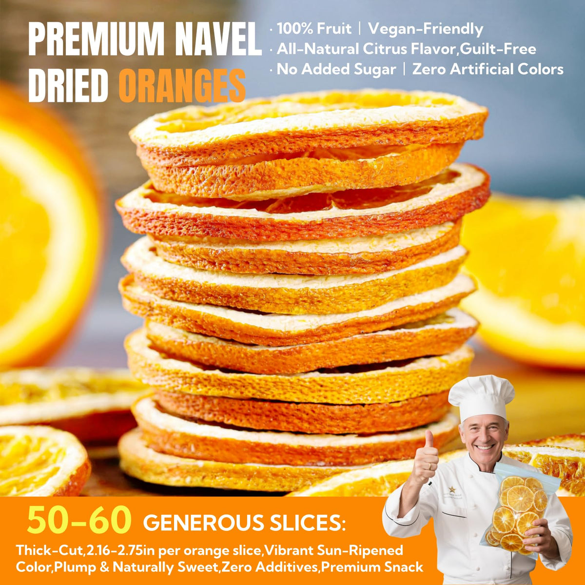 Luxsavia navel orange slices emphasize natural sweetness and juicy notes.