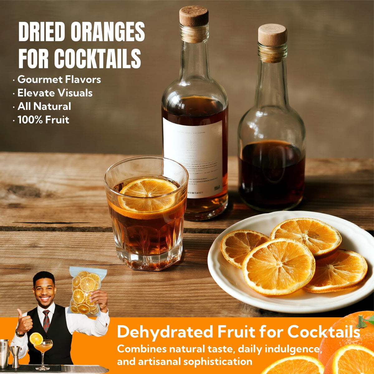 Luxsavia orange slices for tea and water infusions brighten drinks.