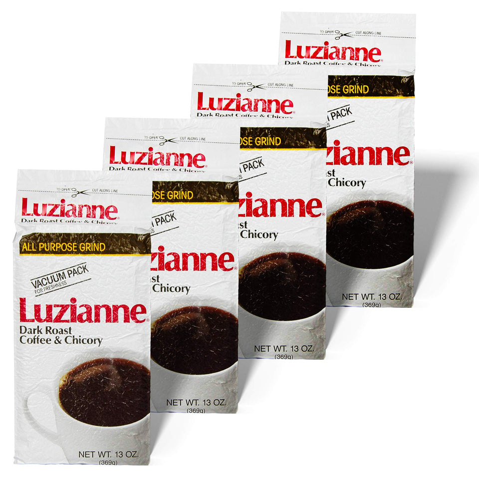 Luzianne coffee chicory dark roast ground coffee pack-4 with rich flavor for all brewers