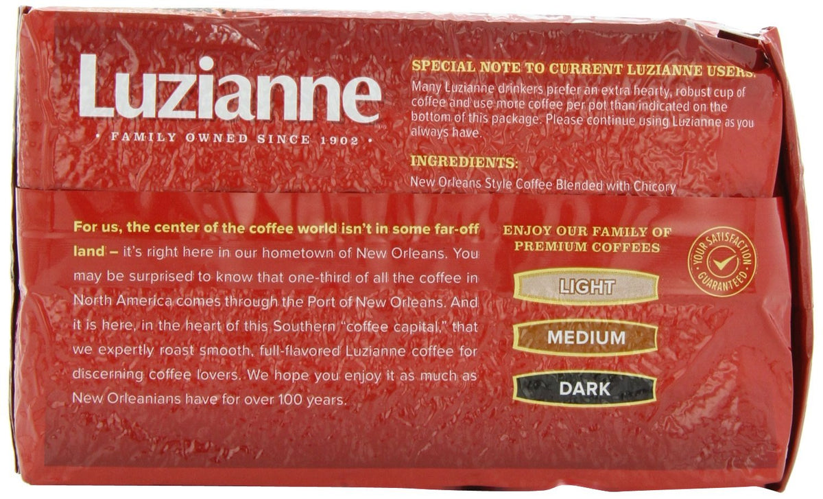 Luzianne chicory coffee medium roast cup showing rich aroma and versatility.