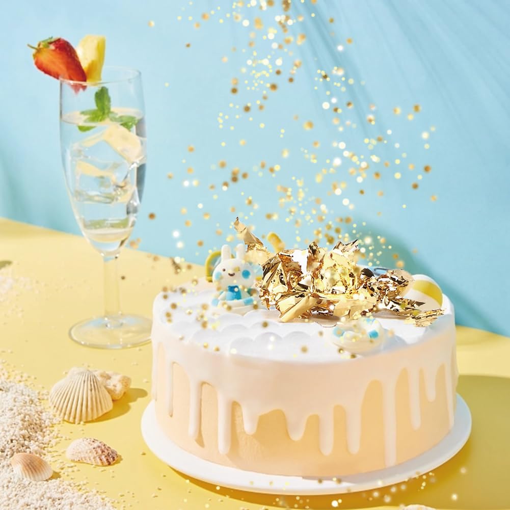 Lwuey edible gold foil decor tops desserts with elegance.