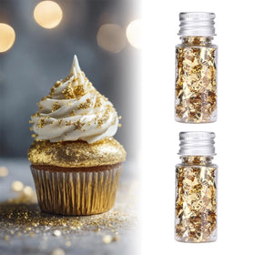 Lwuey gold flakes dusting cookies adds luxury and sparkle.