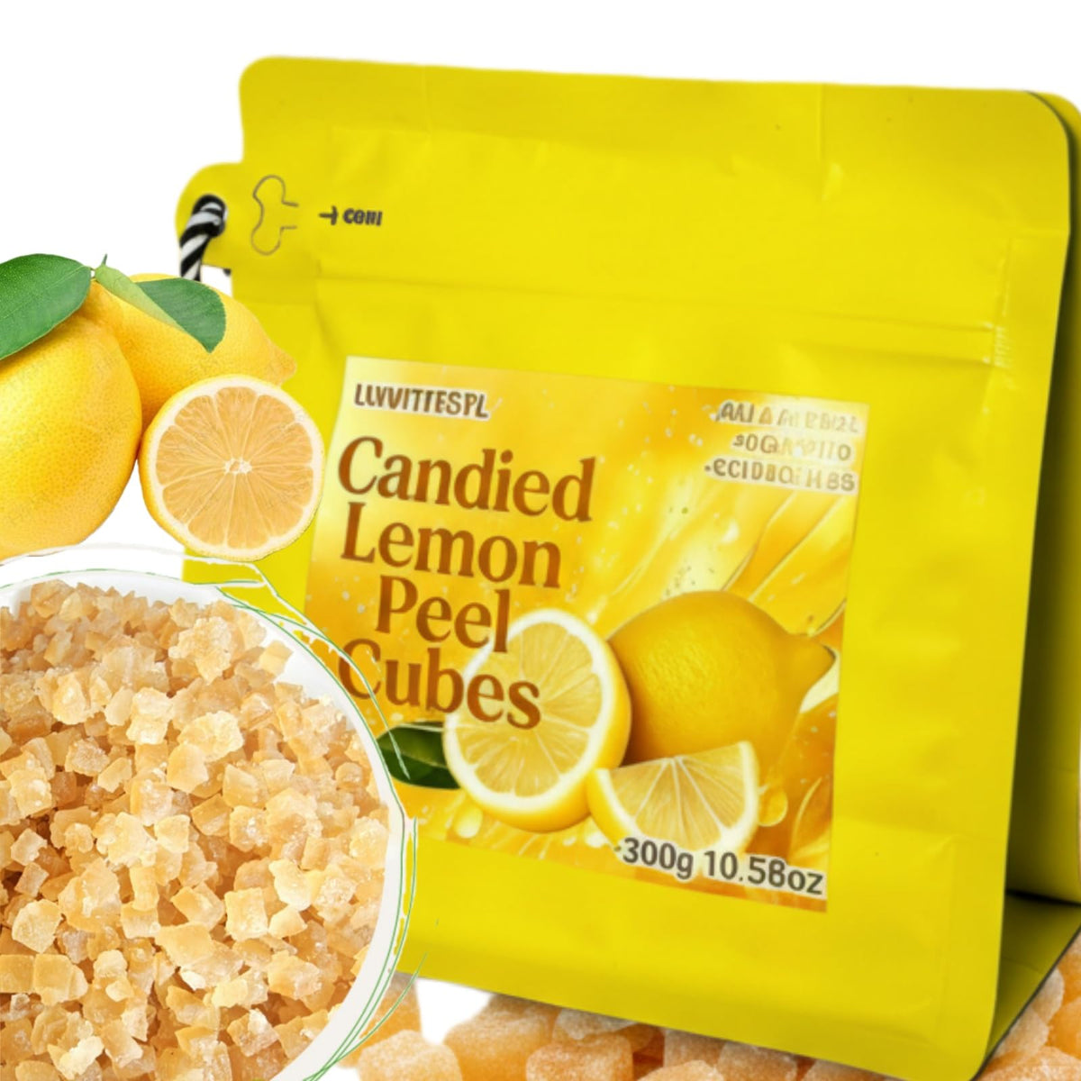 LWWTYKSPL candied lemon peel dice in bag for baking and desserts.