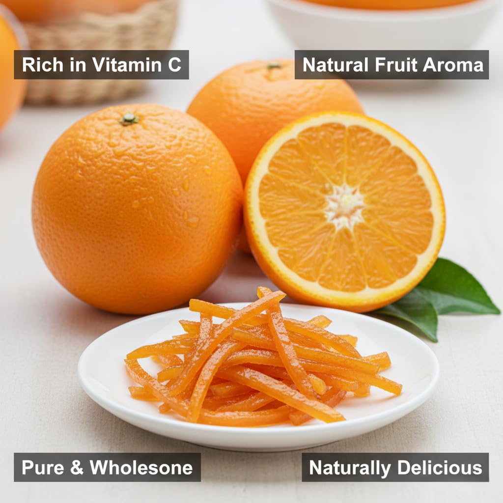 LWWTYKSPL candied orange peel dessert-application to brighten cakes and confections.