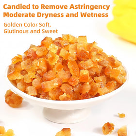 Cookie topping orange peel adds chewy citrus bite