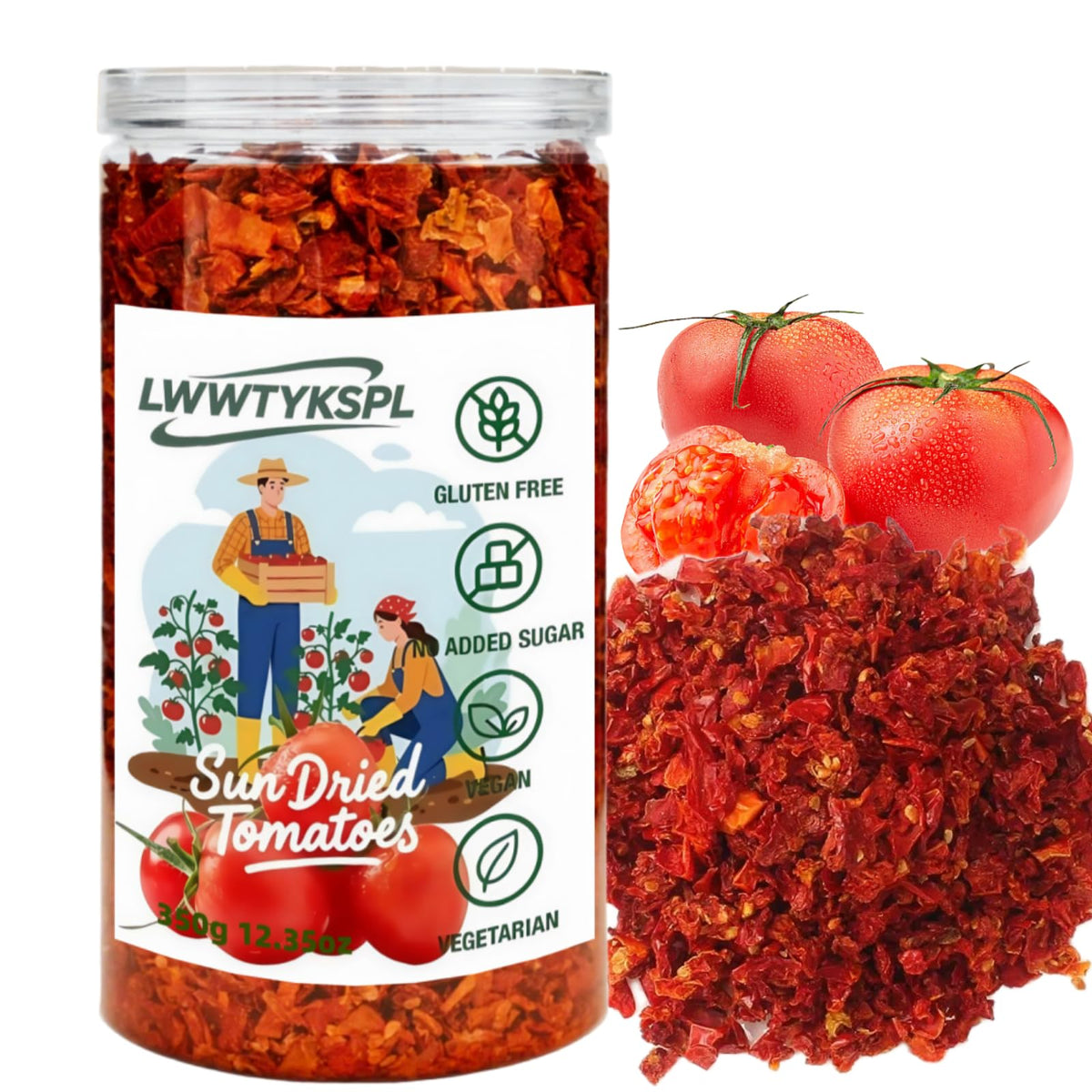 LWWTYKSPL sun-dried-tomato-flakes in tub ready to use for pasta and salads.