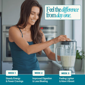 LyfeFuel Nutrition Shake vanilla measuring cup emphasizes protein-rich nutrition.