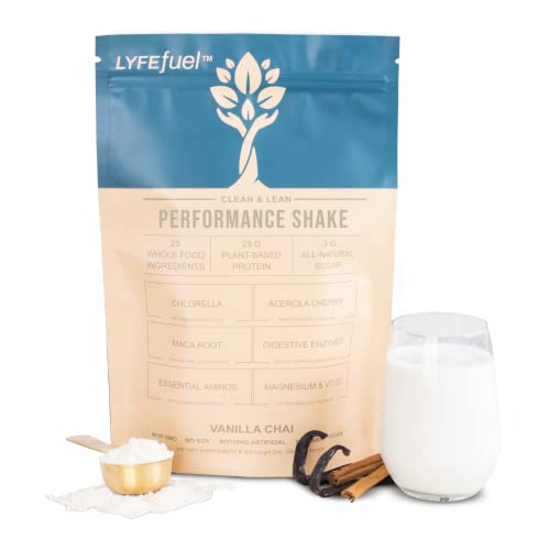 LyfeFuel vanilla protein scoop showcasing plant-based protein for post-workout fueling