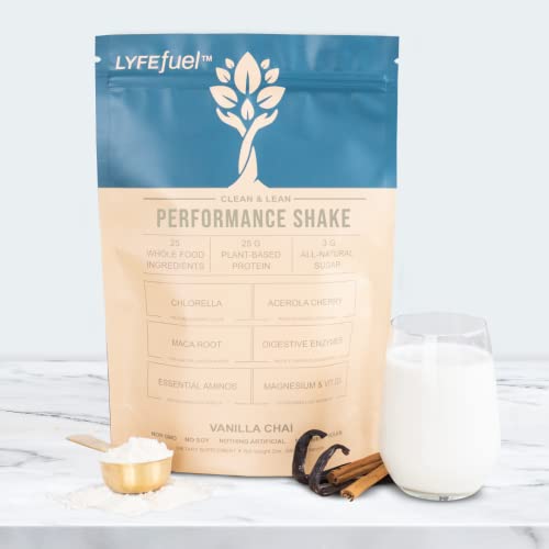 LyfeFuel vanilla shake pour highlighting smooth texture and clean ingredients