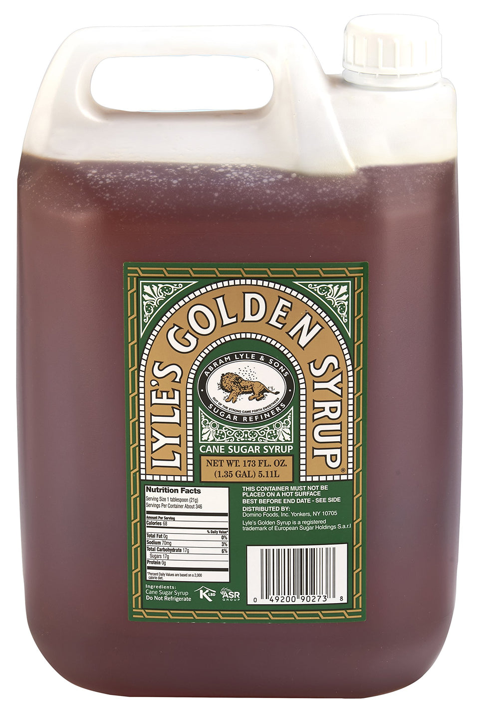 Lyle's Golden Syrup foodservice poly container pour for versatile baking, cooking, and glaze applications.