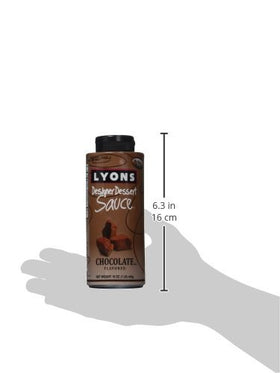 Lyons Designer Dessert Sauces glossy bottle catches light, appealing dessert topping