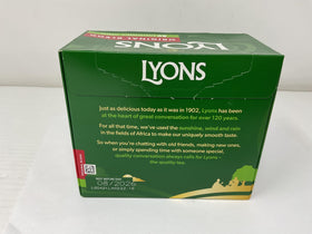 Lyons Original Blend tea bags arranged in a drawer display for home use.
