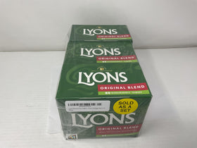 A brewed cup of Lyons Original Blend with steam rising, inviting a cozy moment.