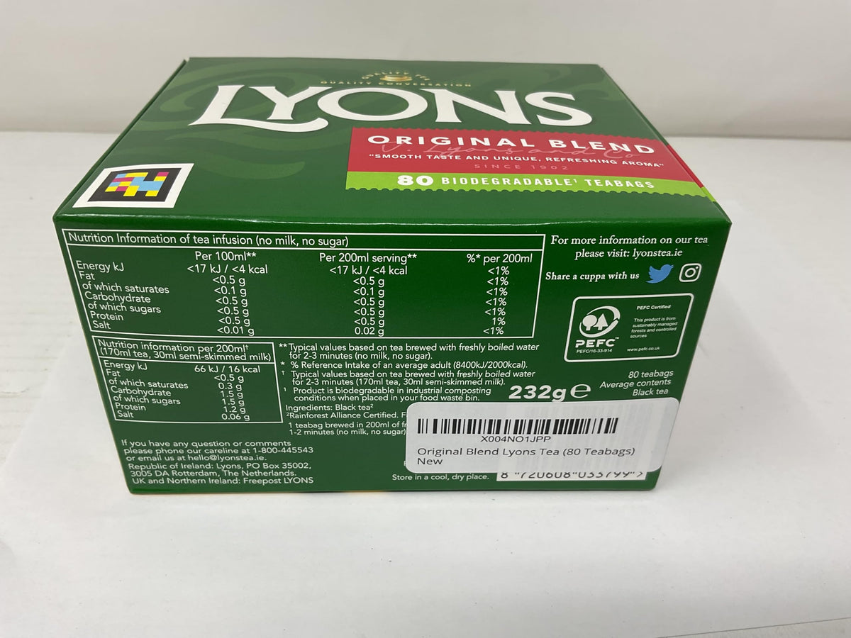 Lyons Original Blend Tea, Ireland's classic black tea, timeless flavor.