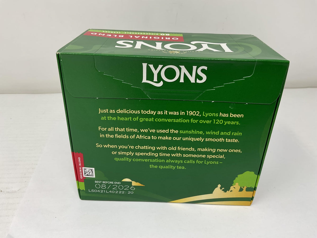 Lyons Original Blend Tea in a morning routine setup, energizing start.
