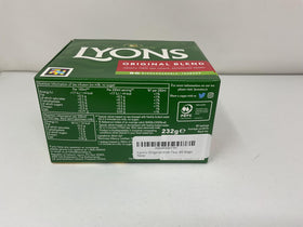 Lyons Original Irish Tea packaging box ready for quick brewing.