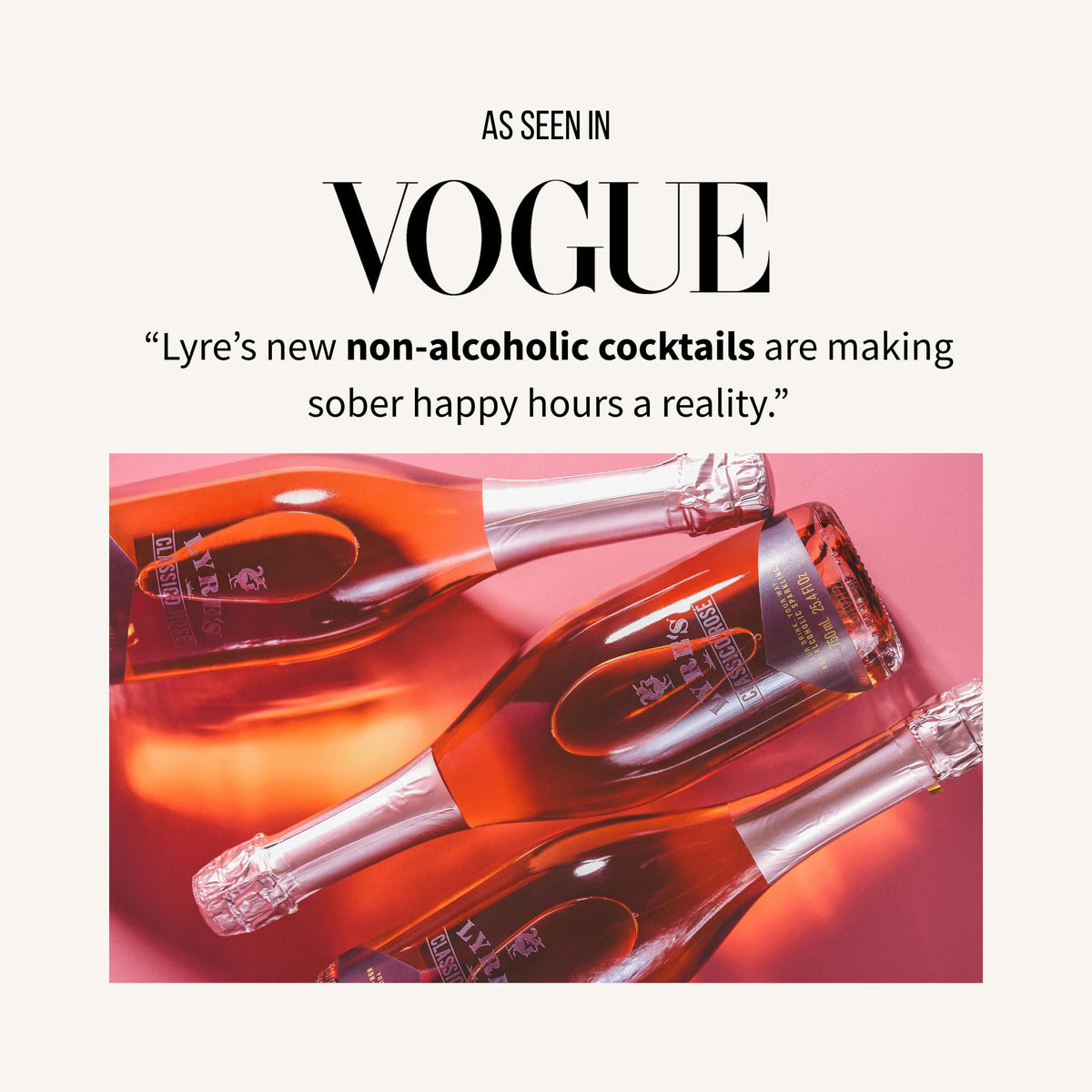 Lyre's Classico Rosé Sparkling label front highlights premium, vegan-friendly features.