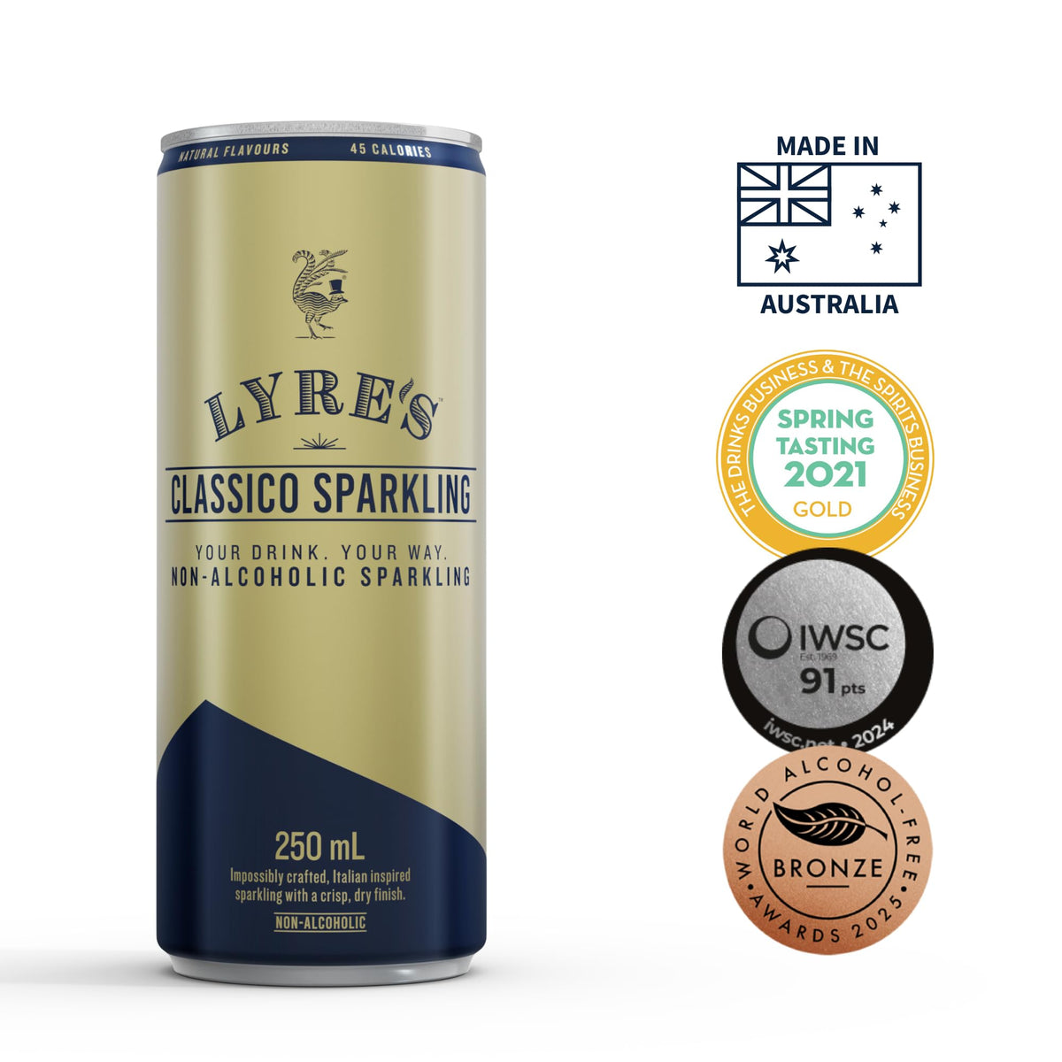 Lyre’s Classico sparkling glass with bubbles and aroma.